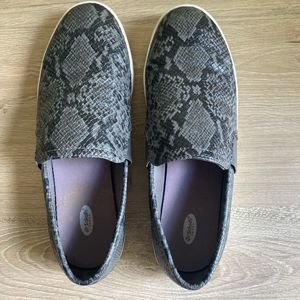 Dr. Scholl's Nova Slip On Sneaker Grey/Black Snake Print Synthetic Leather 7